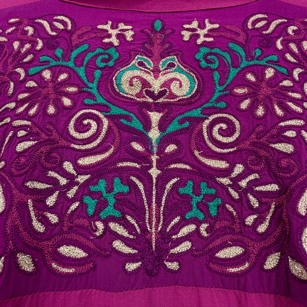 Limelight Magenta Embroidered Handkerchief Hem Tunic Top Large Pink Teal Gold - Picture 7 of 10